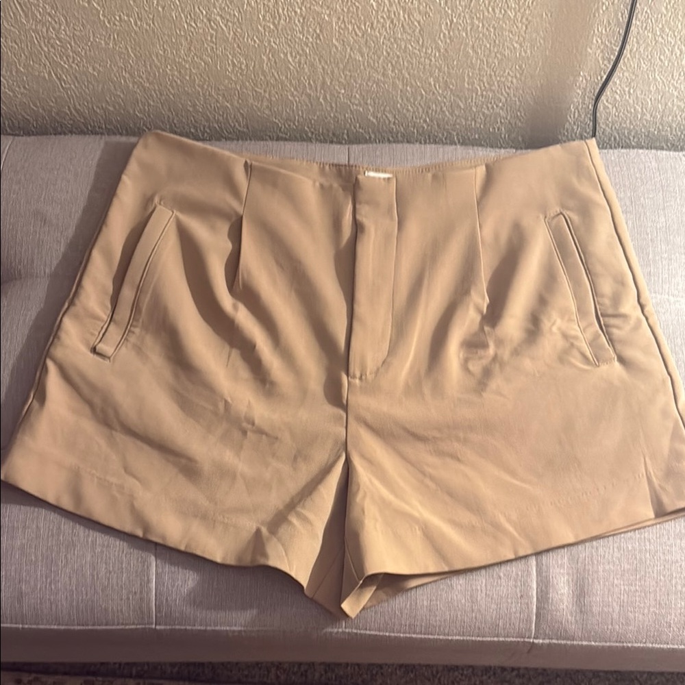 A New Day Tan High Waist Shorts Tailored Fit
